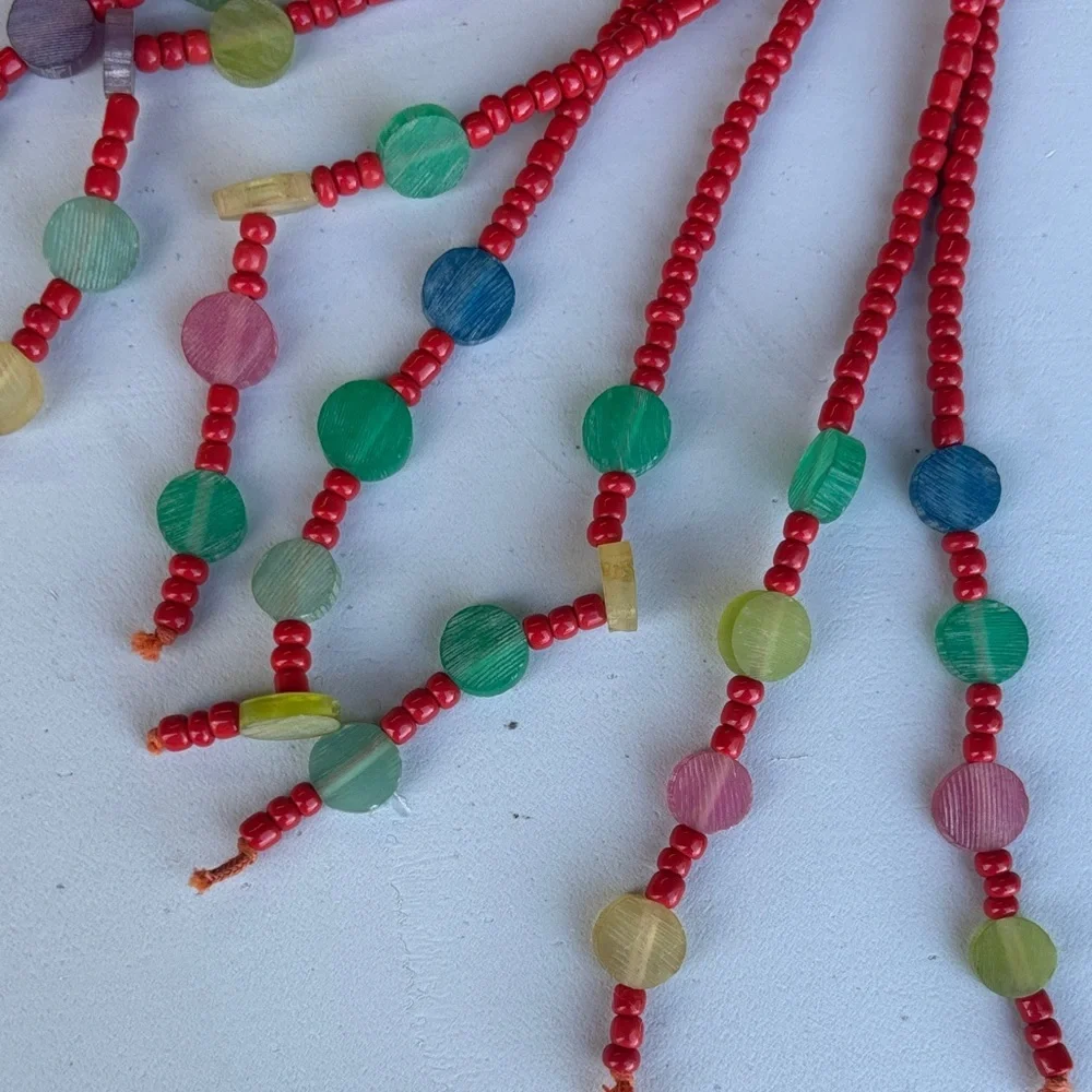 Coral Red Braided Beaded Red Rope Belt